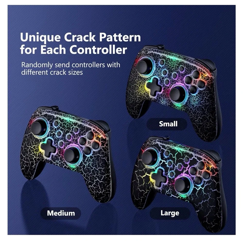 LED Wireless Controller for Nintendo Switch - Black with Multicolor Lights